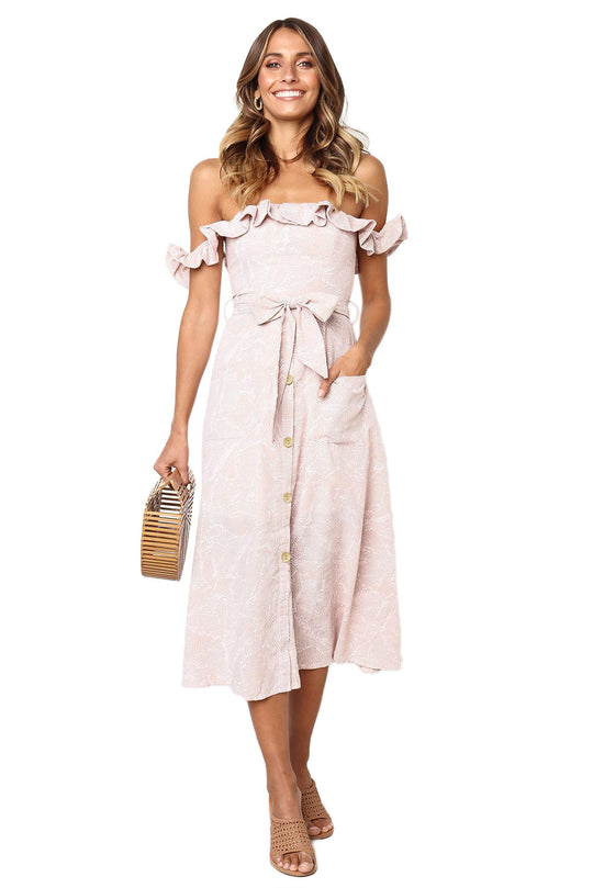 Rochie lunga de vara cu decolteu bardot W587-5