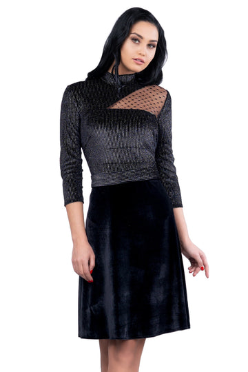Rochie scurta cu guler usor inalt X662-1
