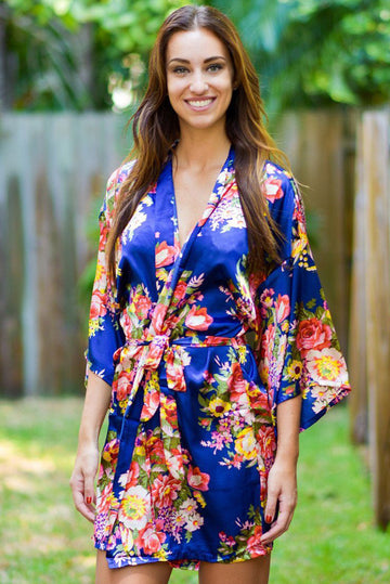 Halat casual tip Gheisa din material satinat cu print floral X700-43