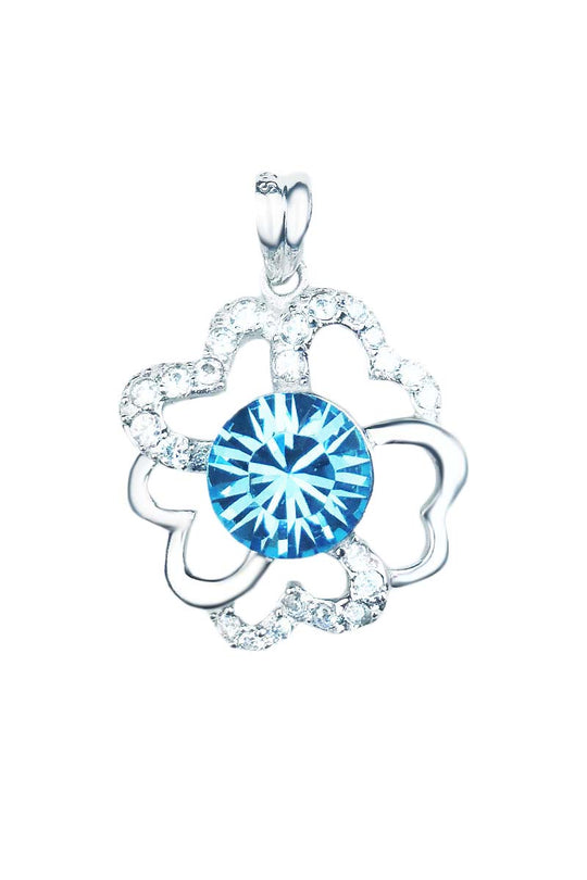 Pandantiv floare din argint decorat cu cristal Austria albastru si zirconii cubice ACS259-48