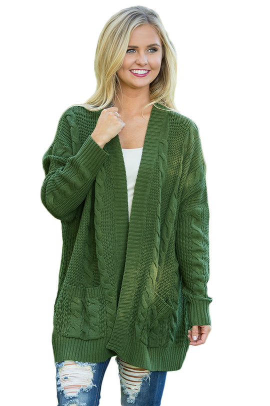 Cardigan tricotat cu torsade maneci lungi si buzunare BL1003-120