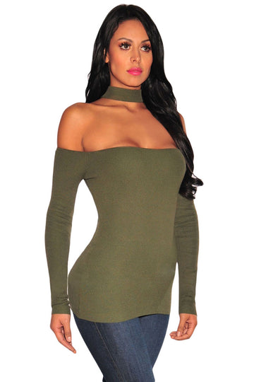Bluza sexy cu umerii goi si guler choker BL846-12