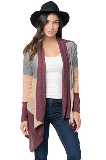 Cardigan cu maneci lungi si revere drapate BL960-8118
