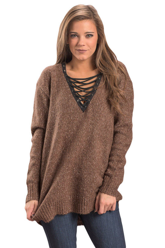 Bluza cu decolteu in V si snur in zig-zag BL971-8