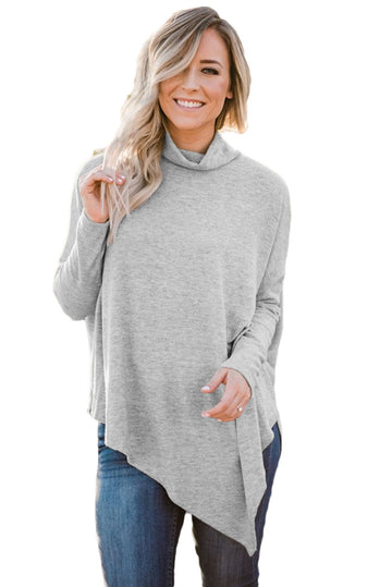 Bluza larga usor asimetrica cu guler inalt BL973-18