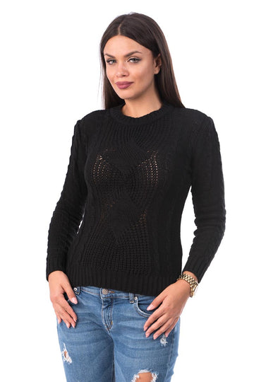 Pulover tricotat cu maneci lungi si model BL981-1
