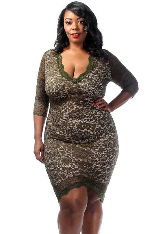 Rochie scurta eleganta de seara cu dantela suprapusa - plus size C512-1218