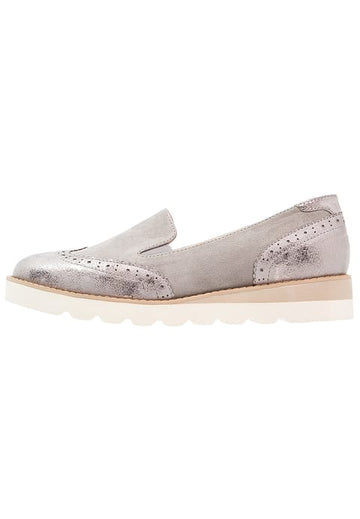 Mocasini din imitatie piele intoarsa cu detalii argintii CH2426-18