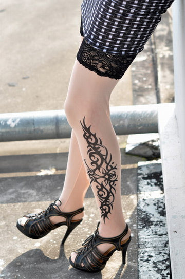 Ciorapi cu model imitatie tatuaj D129