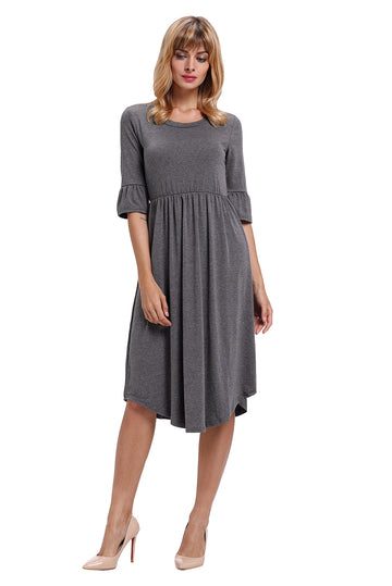 Rochie midi casual model lejer cu maneci trei sferturi D542-18