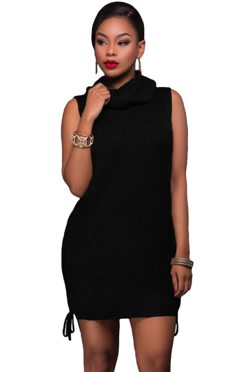 Rochie scurta stil pulover tricotat cu guler inalt H524-1