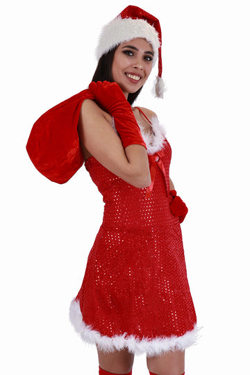 XM392-3 Rochie tematica cu imitatie paiete  model Craciunita
