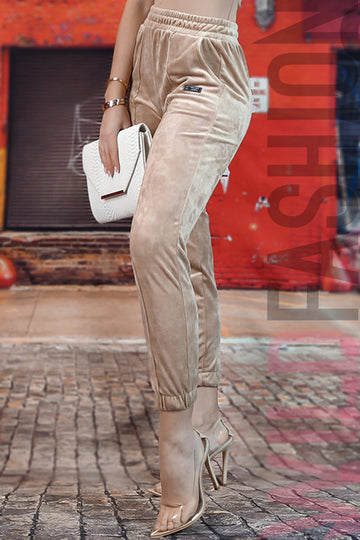 Pantaloni casual din catifea fina cu elastic lat in talie L864-15