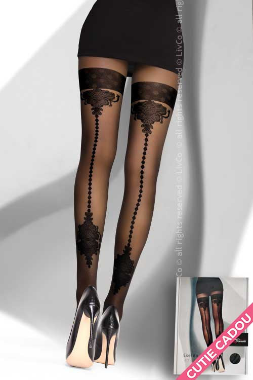 Ciorapi tip dres din material fin cu diferite modele - stil gothic LIV445-1