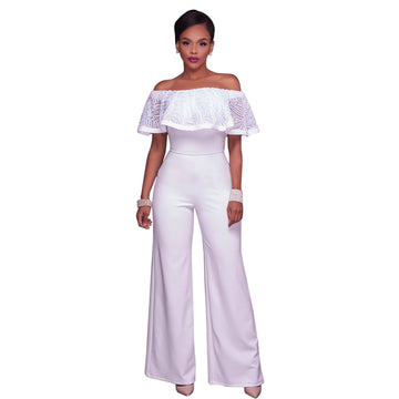 N532-2 Salopeta maxi cu umerii goi, accesorizata cu volanas