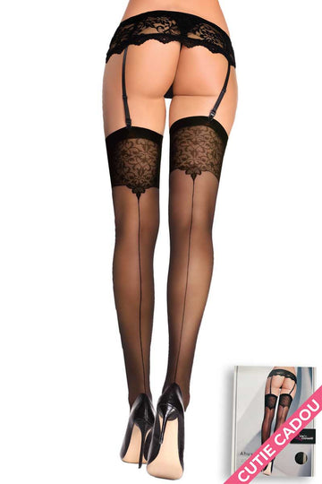 Ciorapi cu model dantelat si dunga 20 DEN - Livia Corsetti STK400-1
