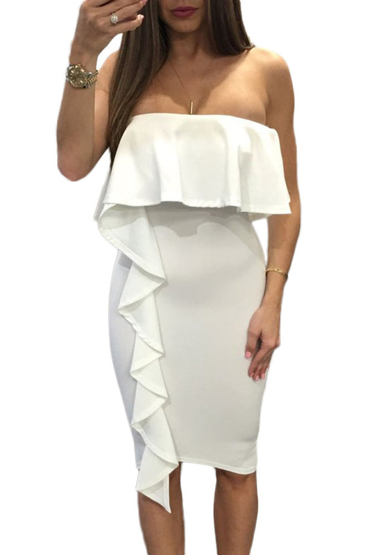 Rochie midi mulata fara bretele accesorizata Y532-2
