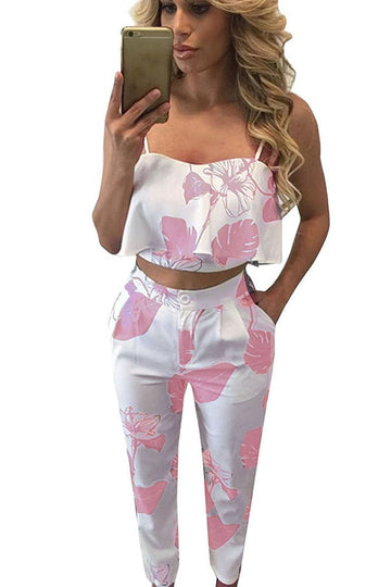 Compleu de vara, ce include top scurt si pantaloni lungi cu imprimeu Z525-25
